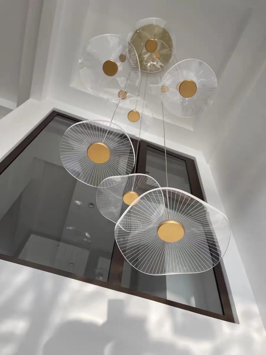 Customer photo review of Gold Chandelier for Kitchen Island, Lotus Acrylic Shades, 120-400 cm