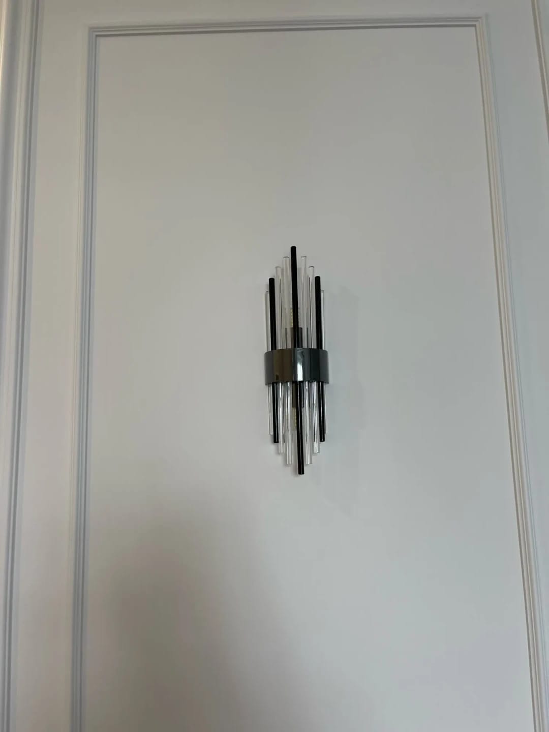 Customer photo review of Black Wall Light for Hallway, Slim Crystal Rods, 56 cm