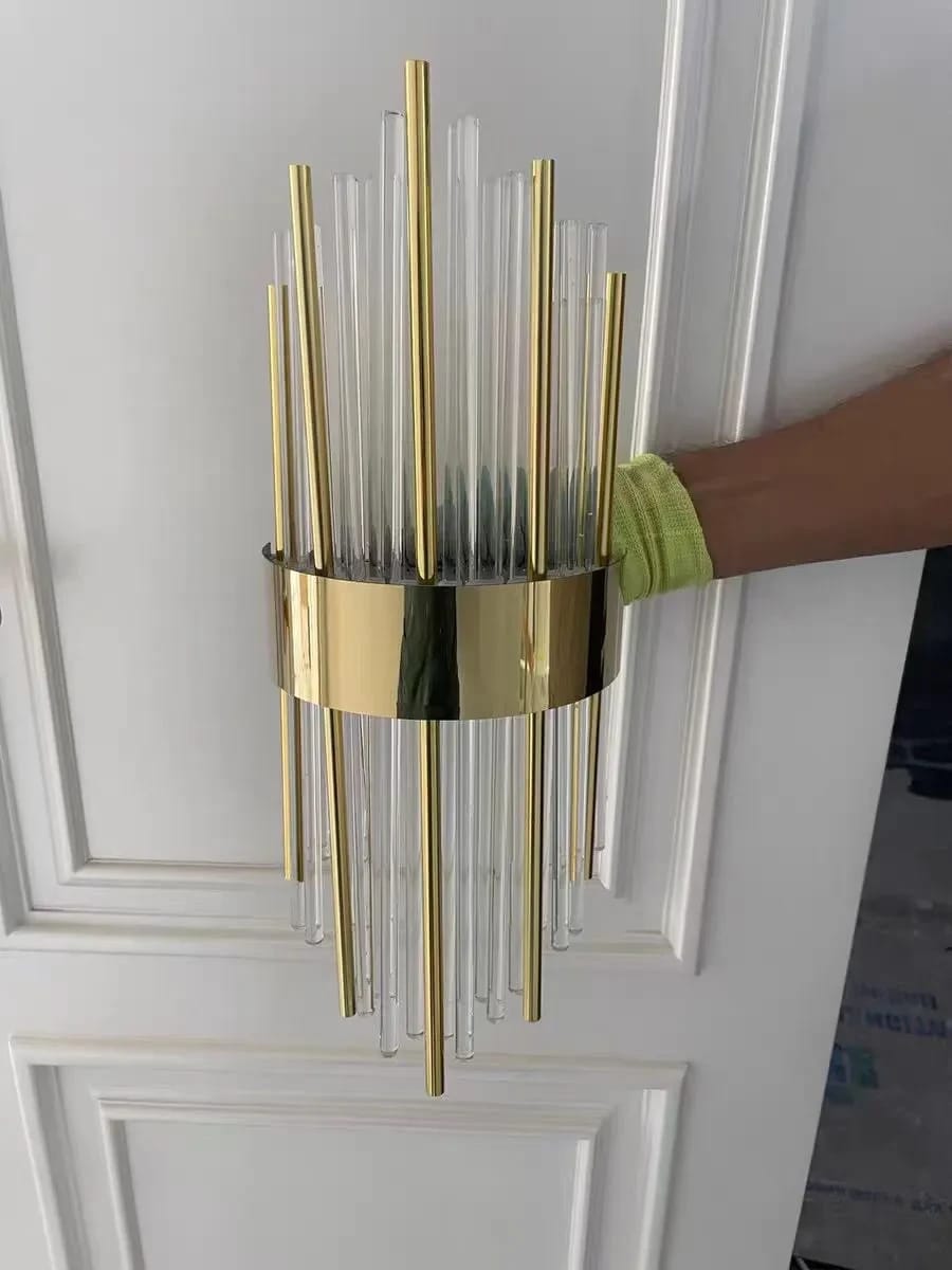 Customer photo review of Black Wall Light for Hallway, Slim Crystal Rods, 56 cm