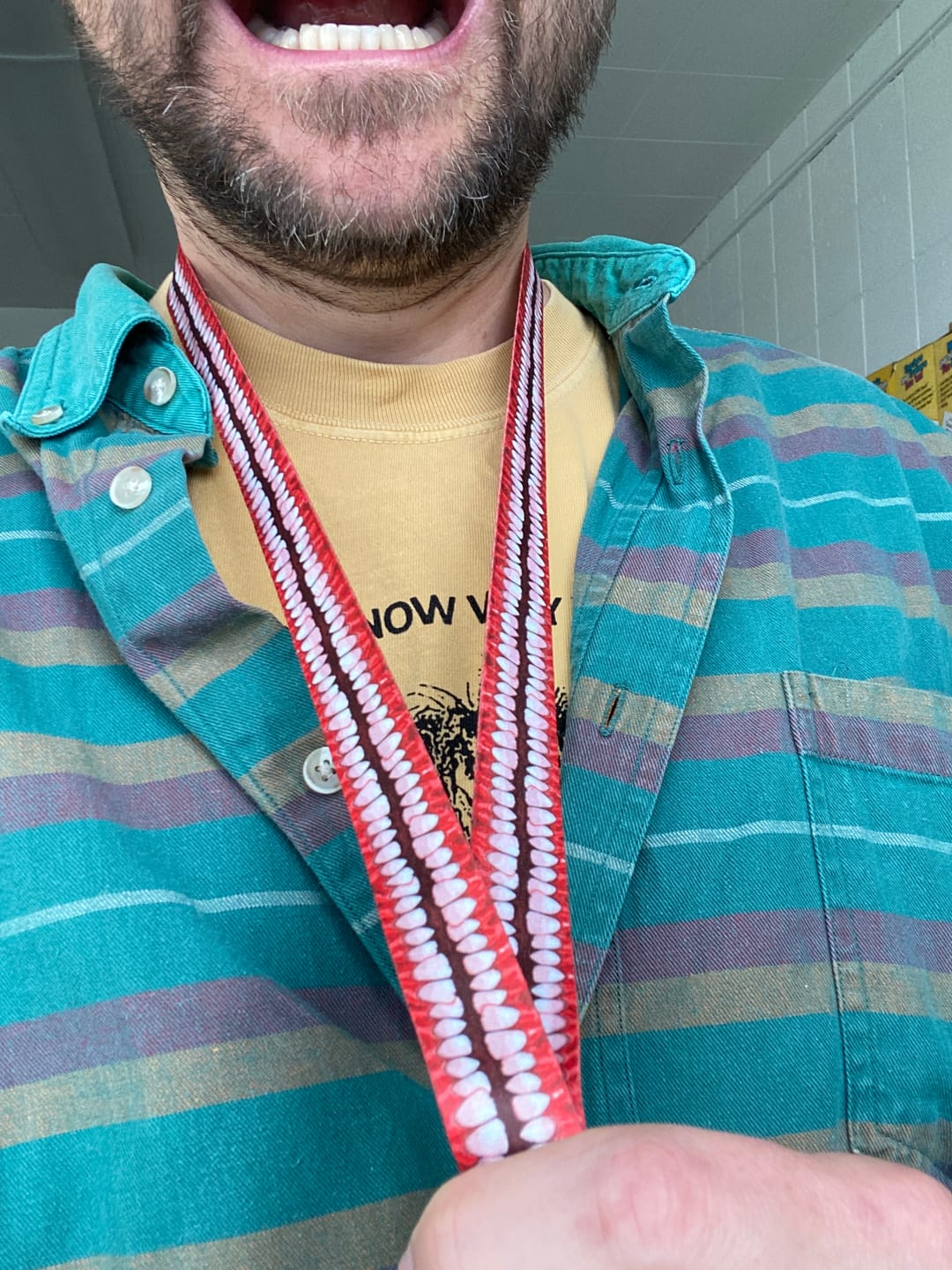 Customer photo review of Creepy Teeth Lanyard!