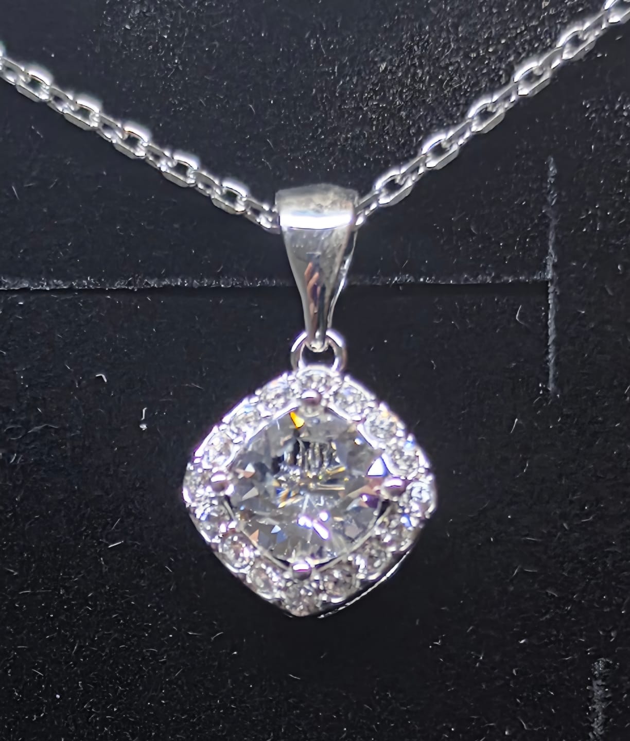 Customer photo review of Celeste 18k White Gold Plated Pendant Necklace with Swarovski Crystals