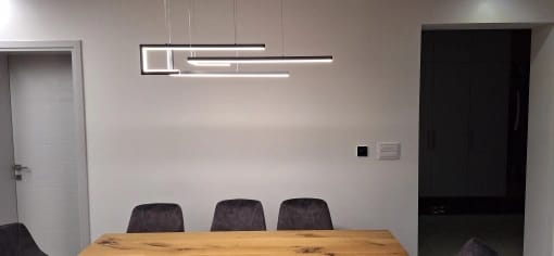 Customer photo review of Black Chandelier for Stairwell, Geometric Design, 150 cm