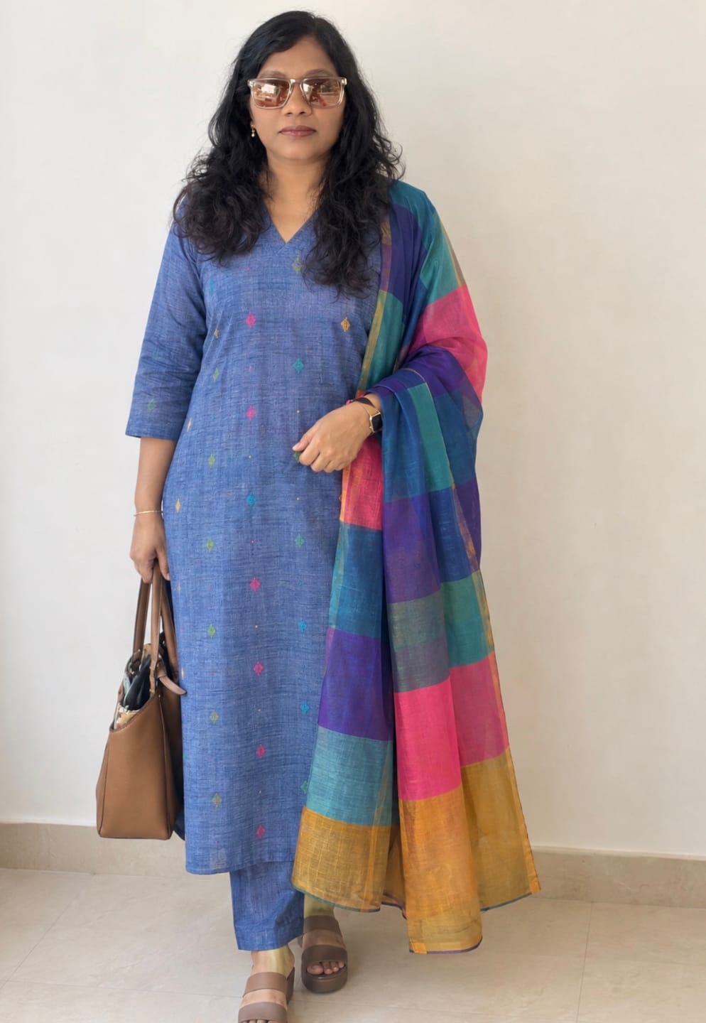 Customer photo review of Set of 2- Induraga South Cotton Kurta & Pants Set