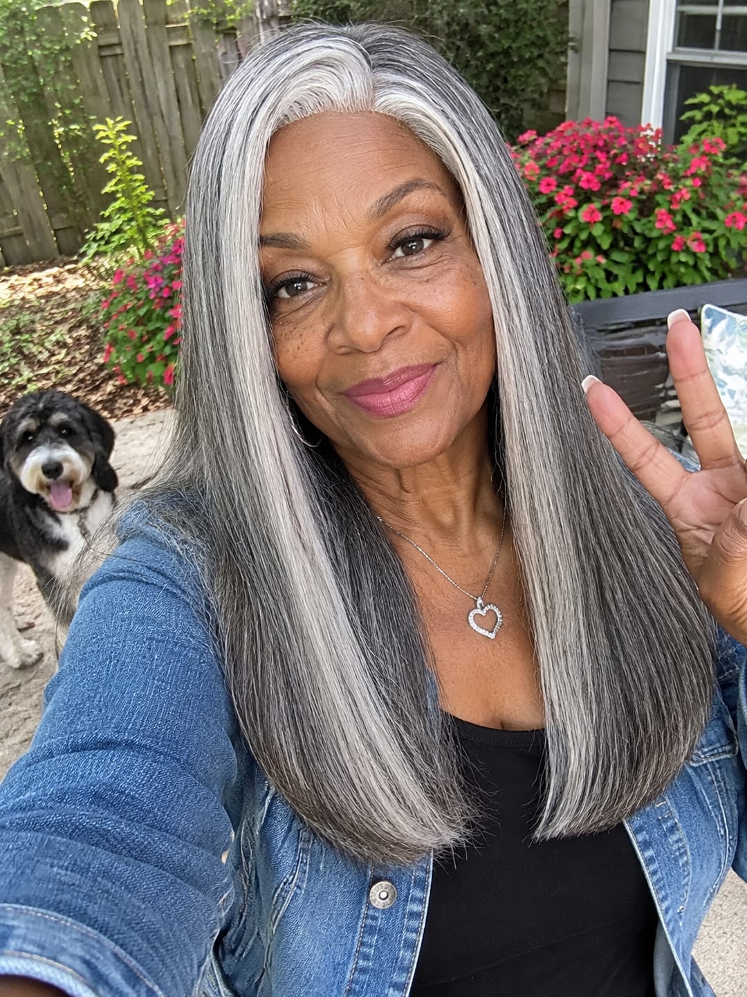 Customer photo review of Luvwin 5x5 Closure Salt & Pepper More Salt Highlight Front Glueless Straight Wig