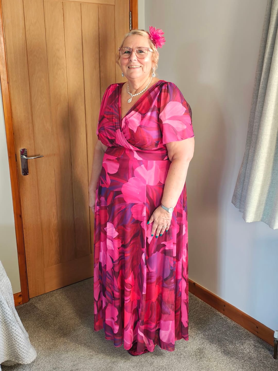 Customer photo review of Isabelle Cerise Purple Float Sleeve Maxi Dress