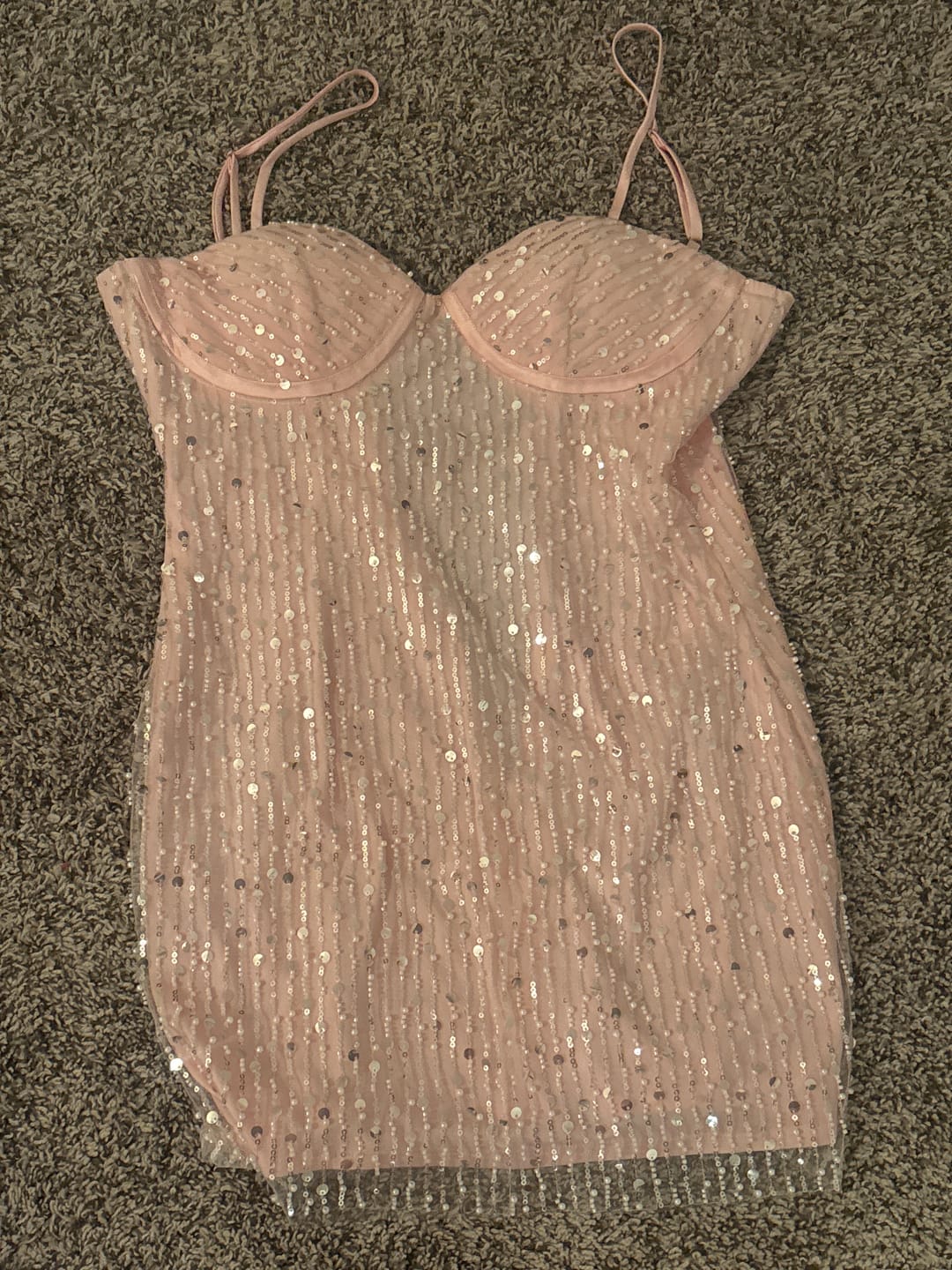 Customer photo review of Pink Pearls Straps Tight Short Dress