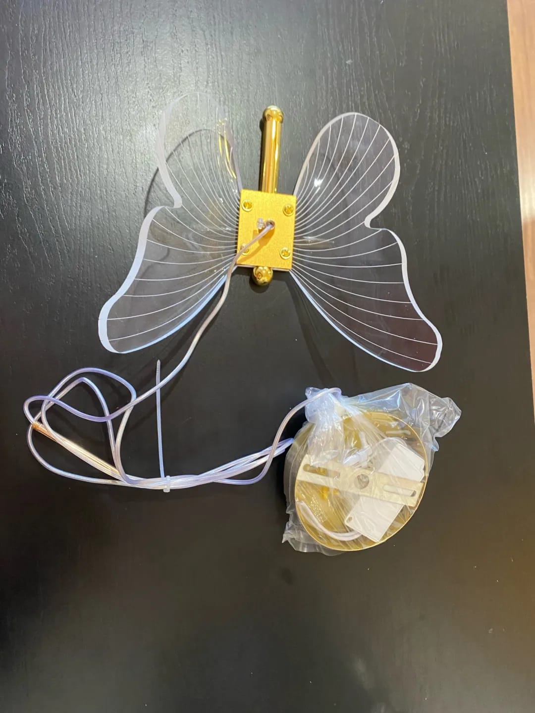Customer photo review of Gold Pendant Light for Living Room, Butterfly Accents, 2 Heads