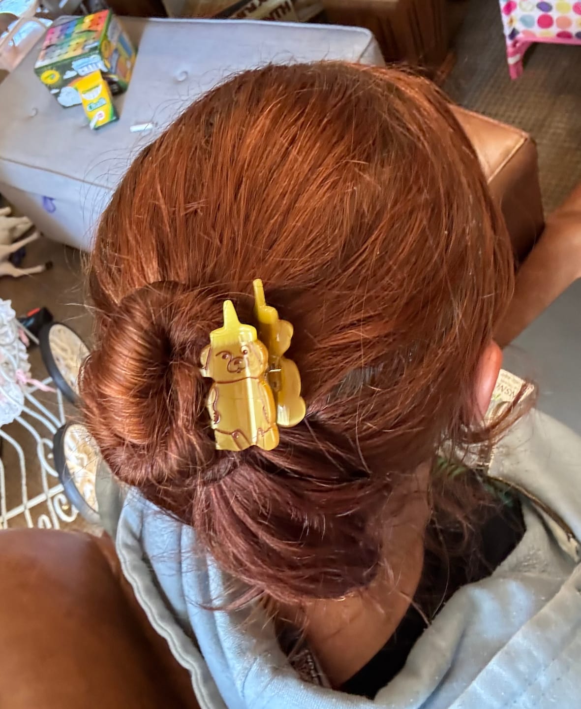 Customer photo review of Mini Honey Bear Hair Claw Clip
