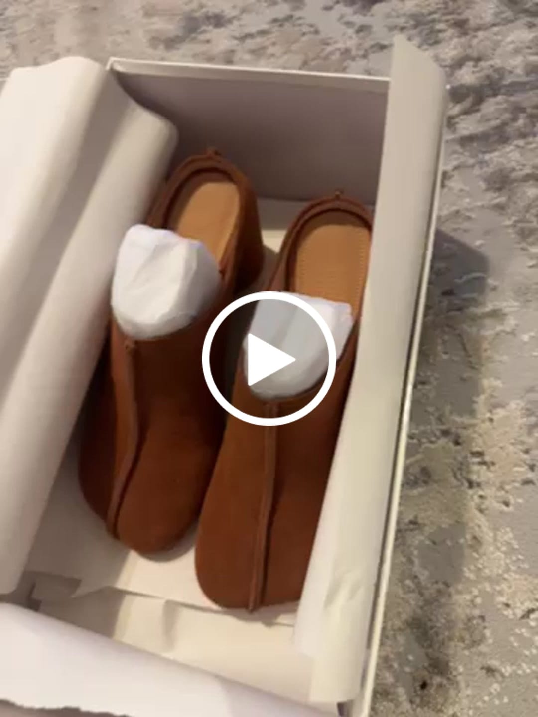 Customer video review of Maison Margiela 2026 Closed-Toe Chunky Heel Mules 70mm Cowhide Suede 924849
