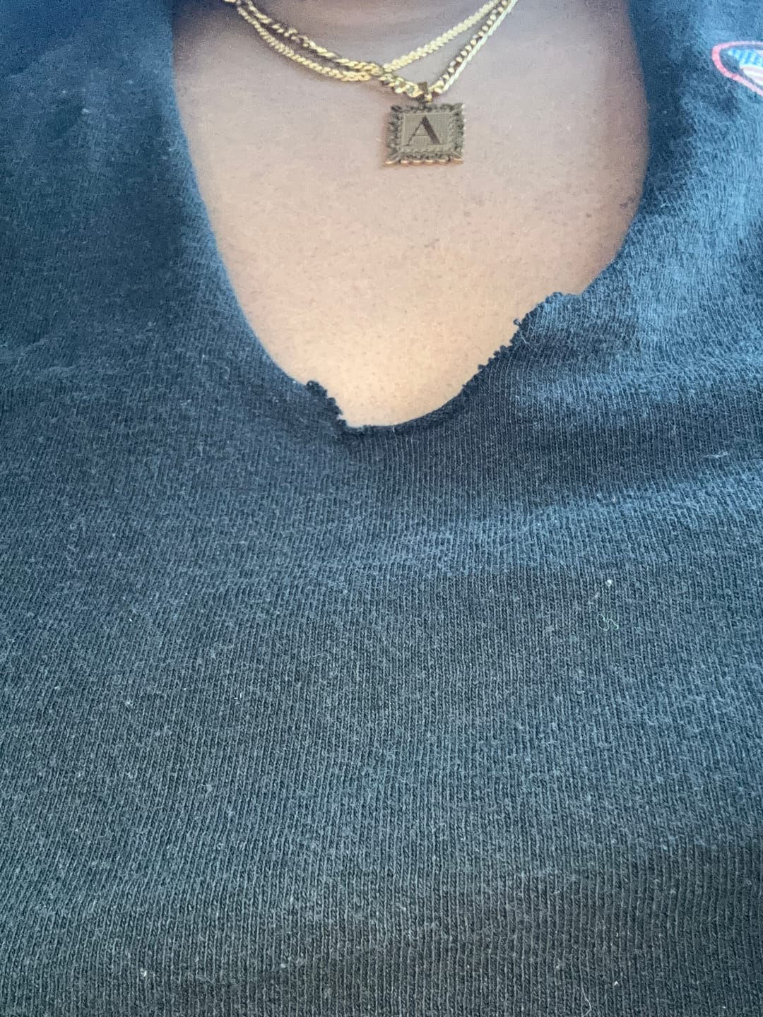 Customer photo review of Embossed Initial Necklace w/ Figaro Chain