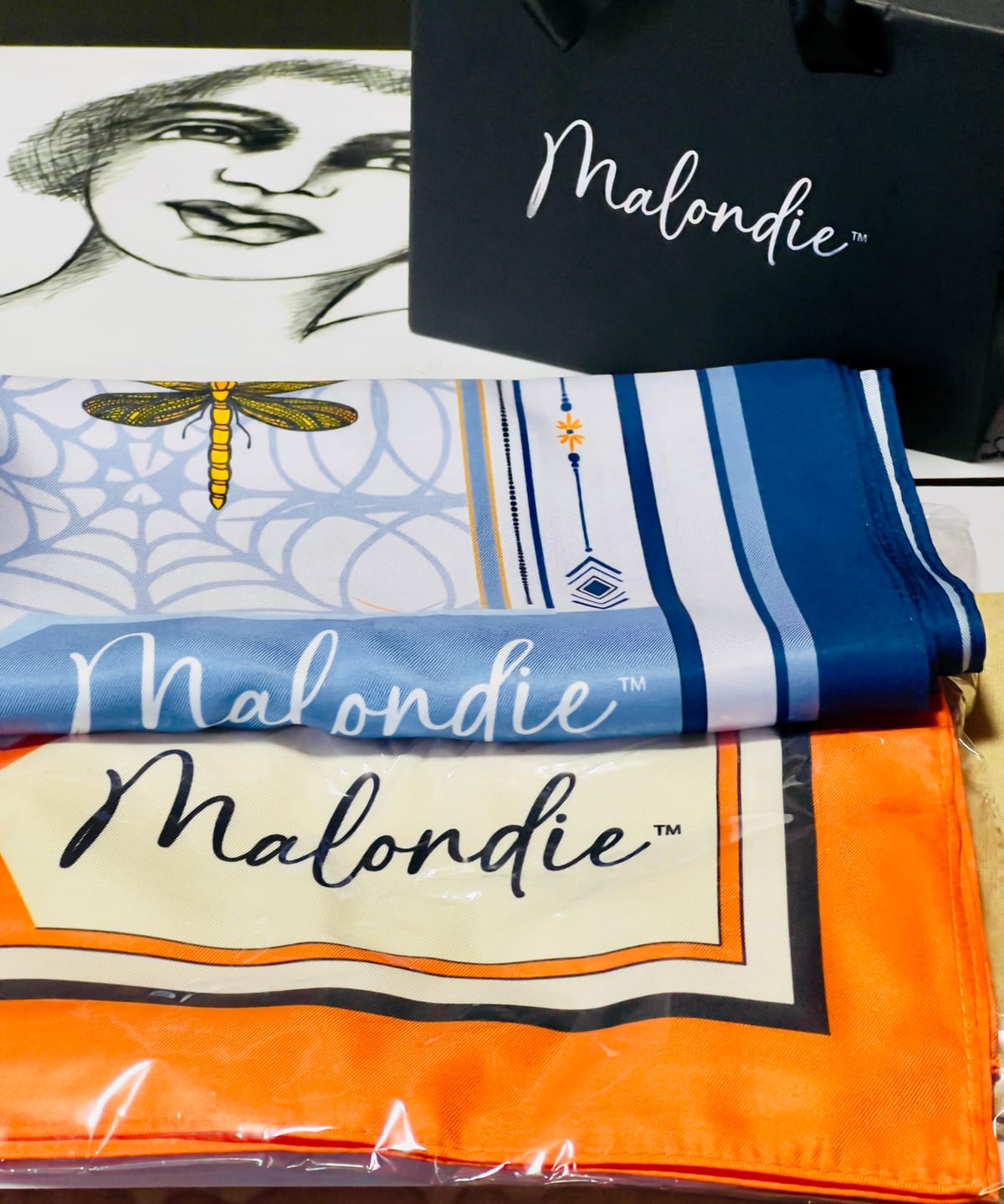 Customer photo review of Malondie Blue Firefly Scarf