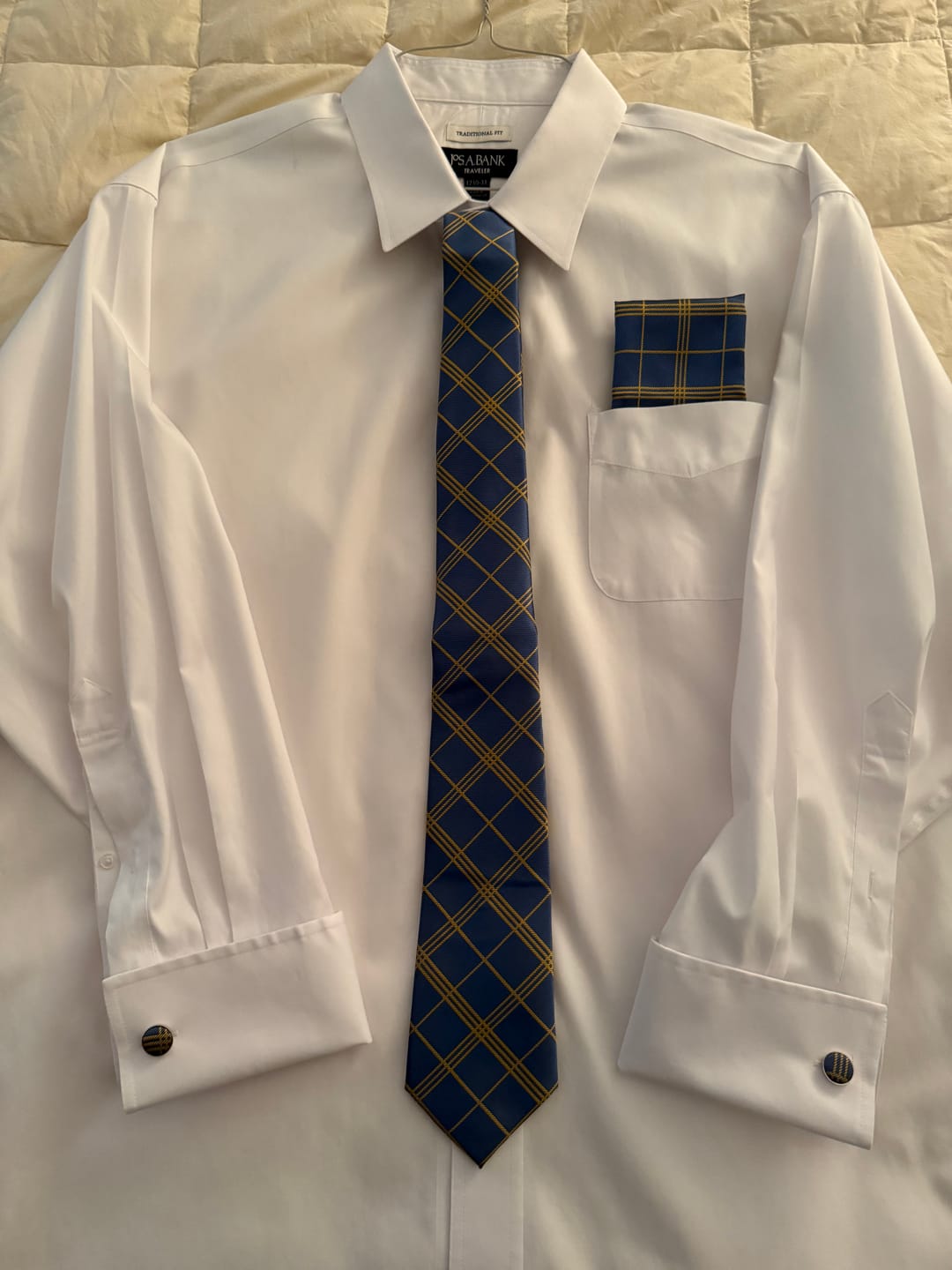 Customer photo review of Barry. Wang Black Tie Silk Black White Necktie Pocket Square Cufflinks Set for Wedding Business