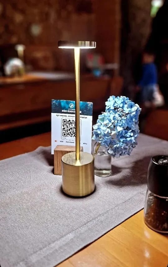 Customer photo review of Gold Table Lamp for Bedside, Cordless Rechargeable, 34 cm