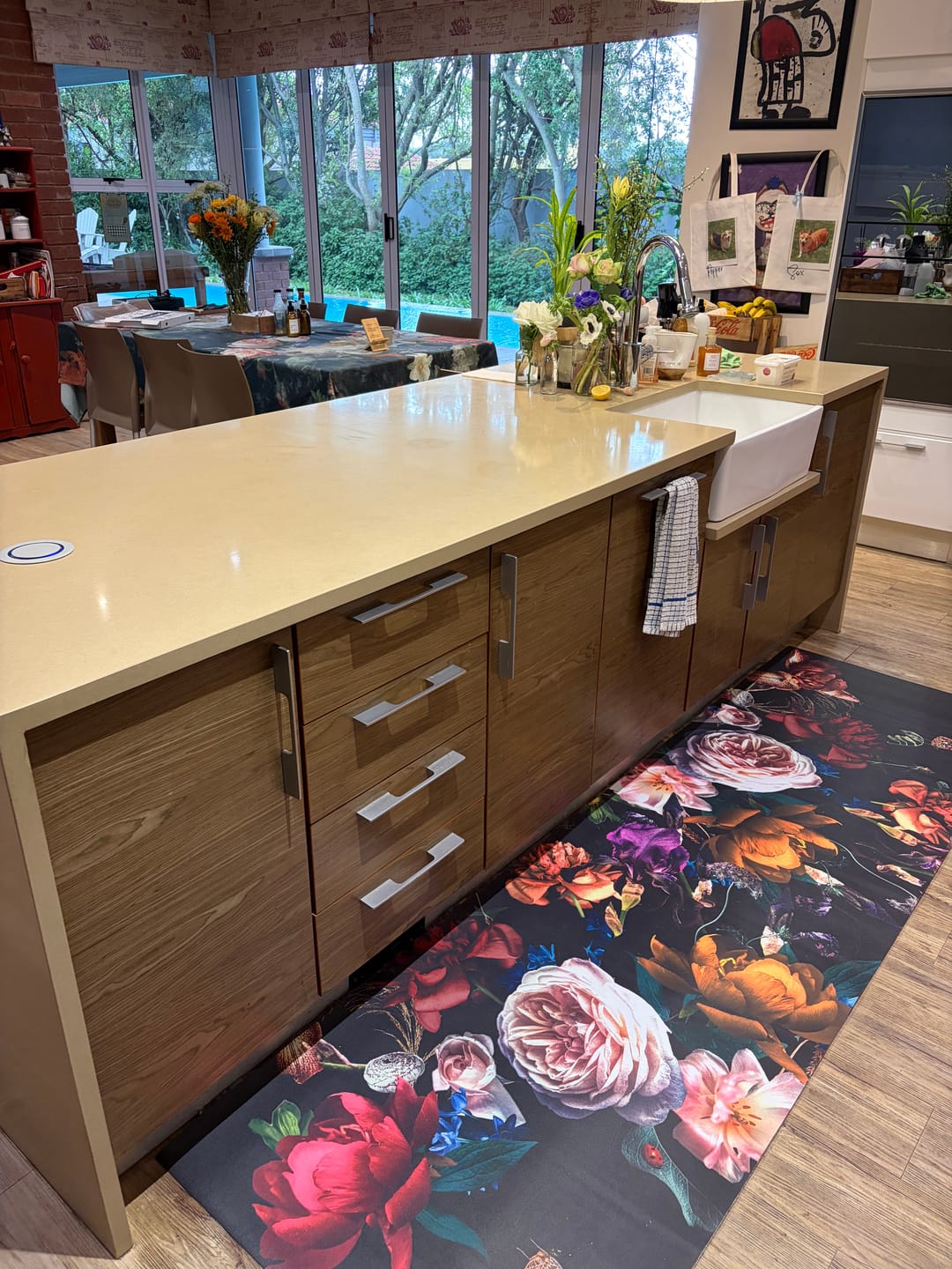 Customer photo review of Floral | Burgundy Flower | Vinyl | Floor Mat