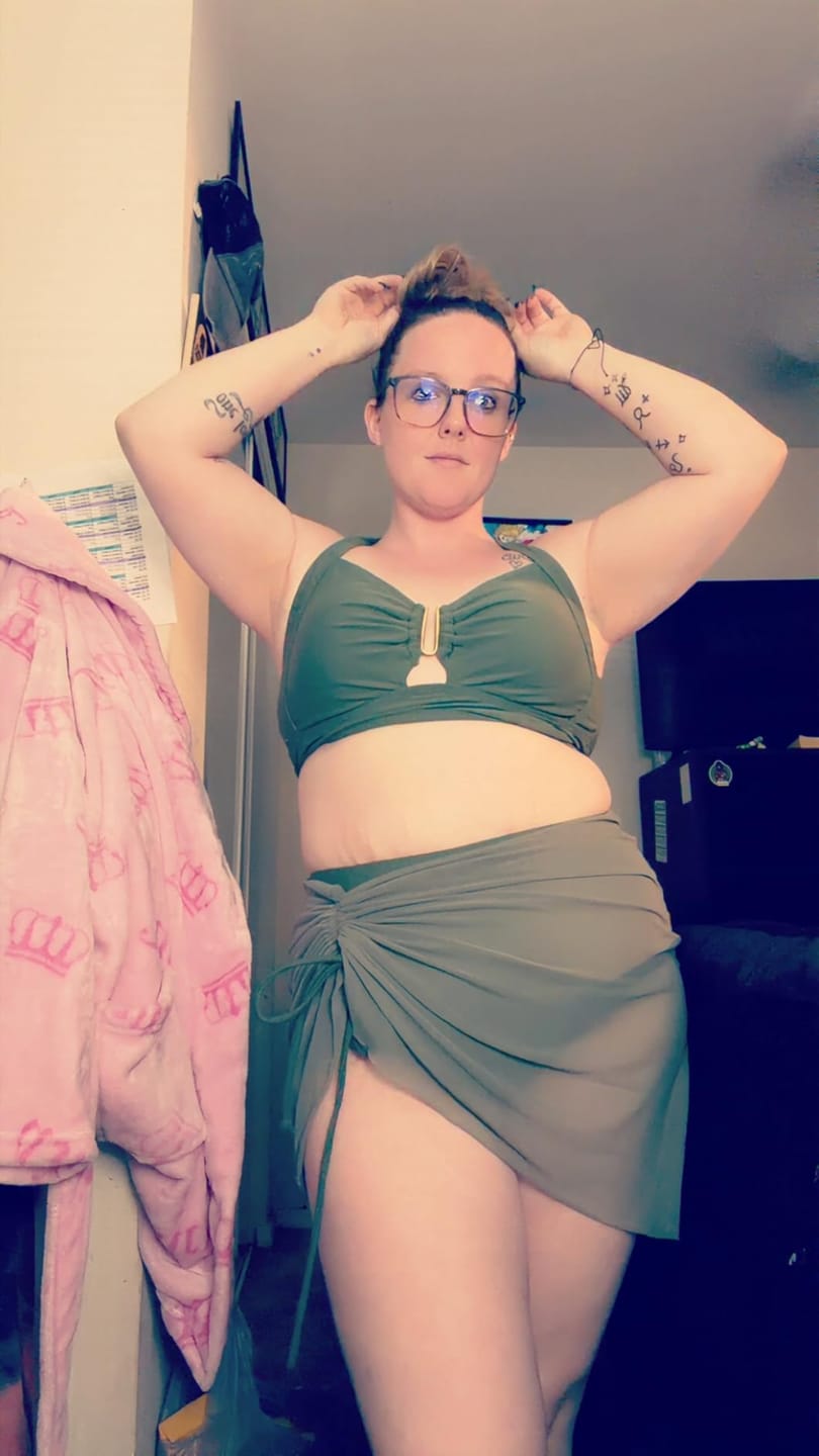 Customer photo review of Women High Waisted Push Up Bikini Sets Mesh Tummy Control Swim Skirt