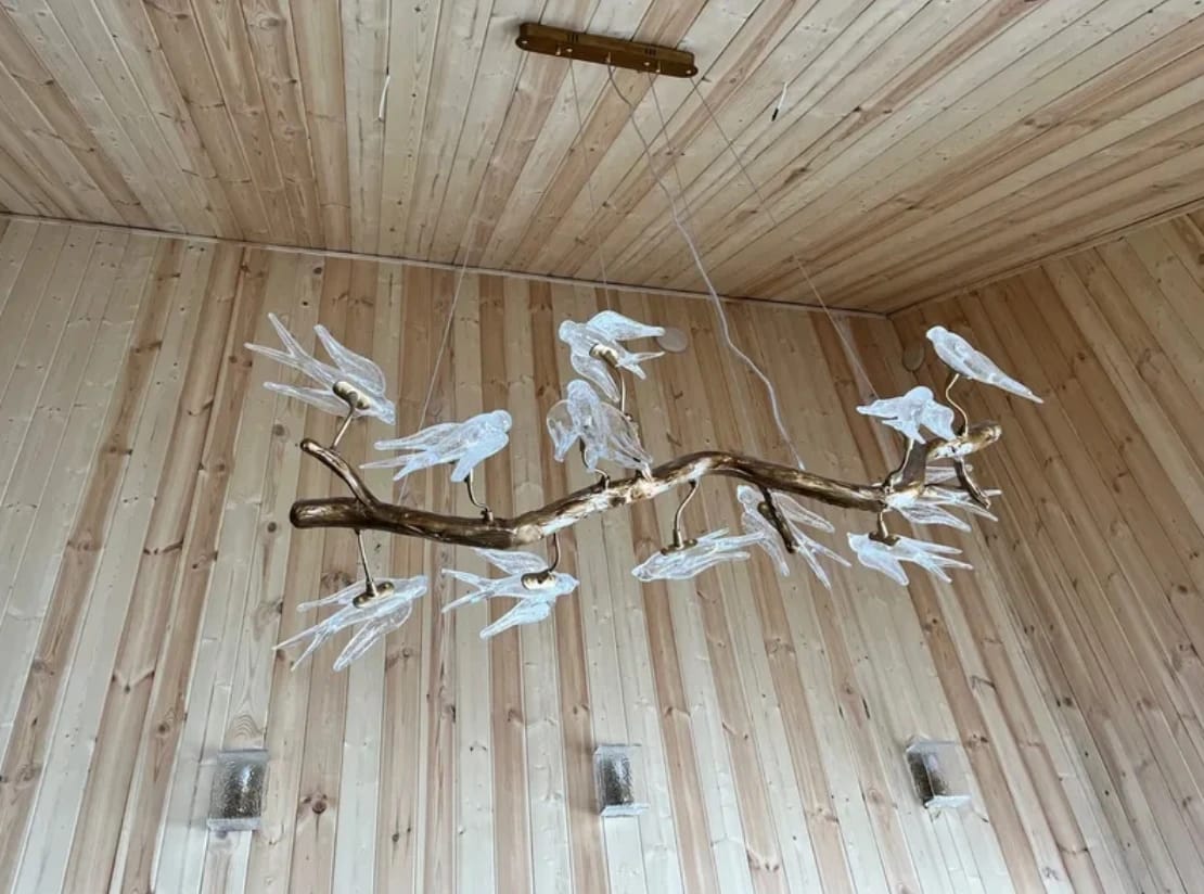 Customer photo review of Luxury Glass Bird Chandelier (Designer Swallow Pendant Light) - Modern Decorative Hanging Ceiling Lamp Fixture for Living Room & Dining Room