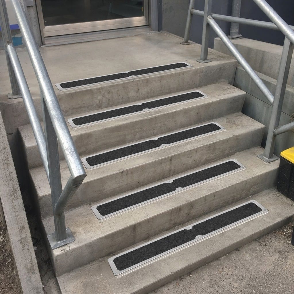 Customer photo review of Stainless Steel Anti-Slip Stair Treadplate with Black Carbide Insert