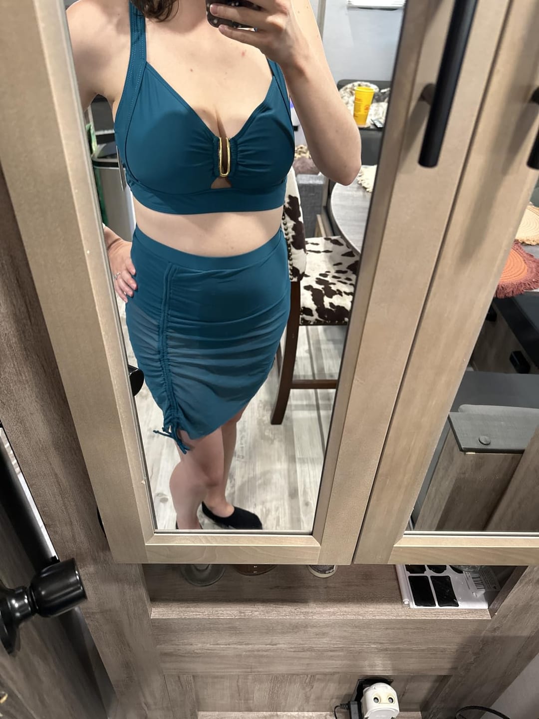 Customer photo review of Women High Waisted Push Up Bikini Sets Mesh Tummy Control Swim Skirt