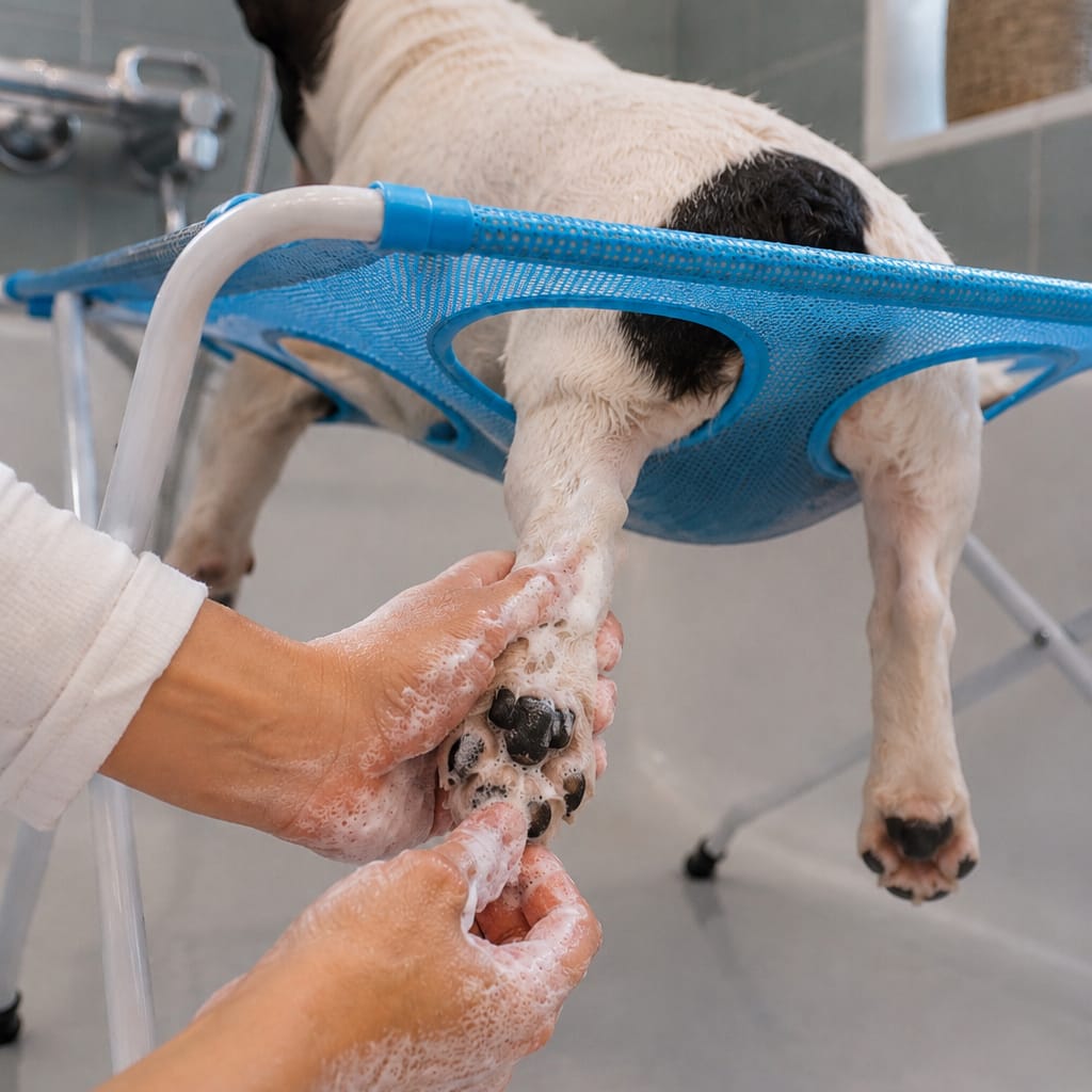 Customer photo review of Hamaca de baño para mascota