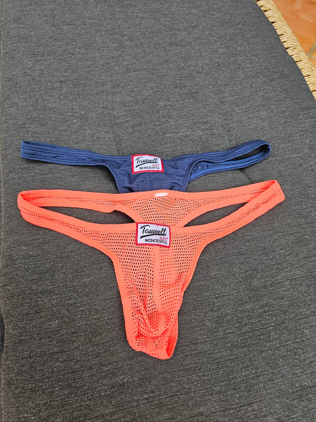 Customer photo review of 2 Pack Men's Sexy Breathable Mesh Thongs with High Stretch
