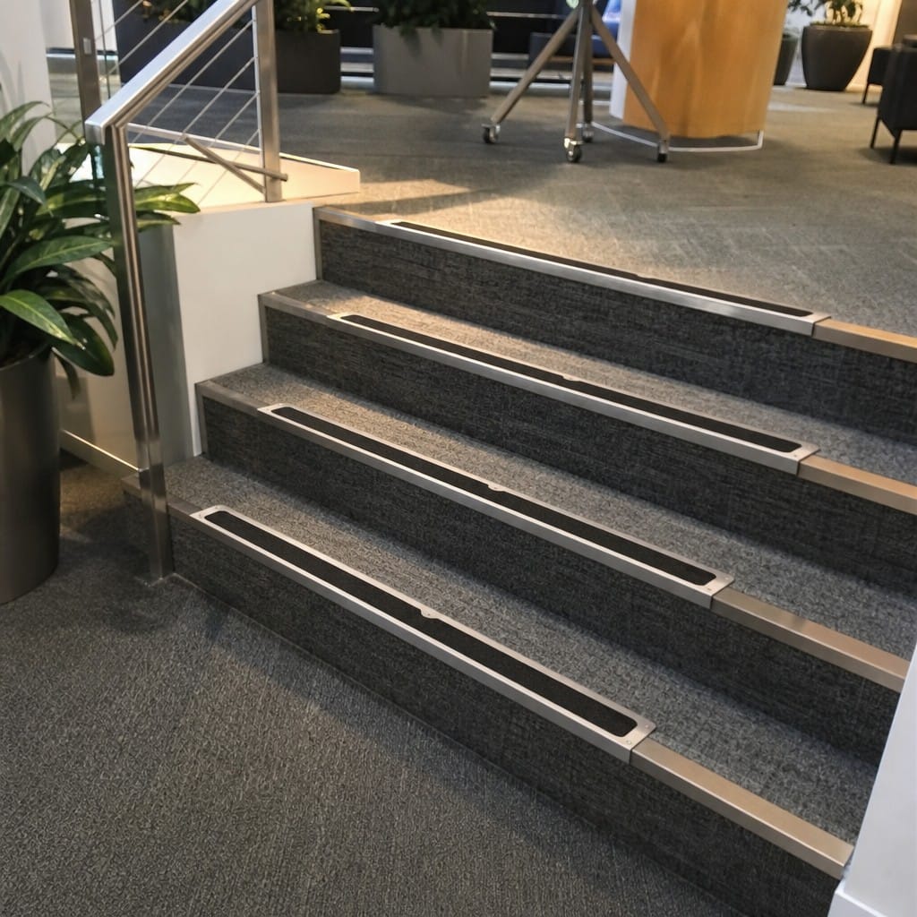 Customer photo review of Stainless Steel Anti-Slip Stair Treadplate with Black Carbide Insert