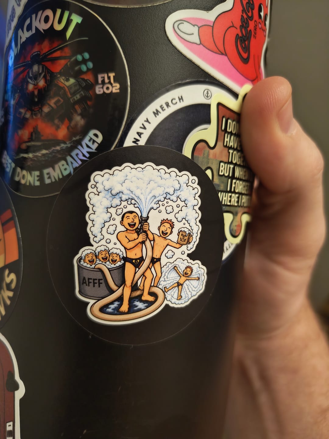 Customer photo review of Custom Circle Stickers - Premium Laminated White Vinyl