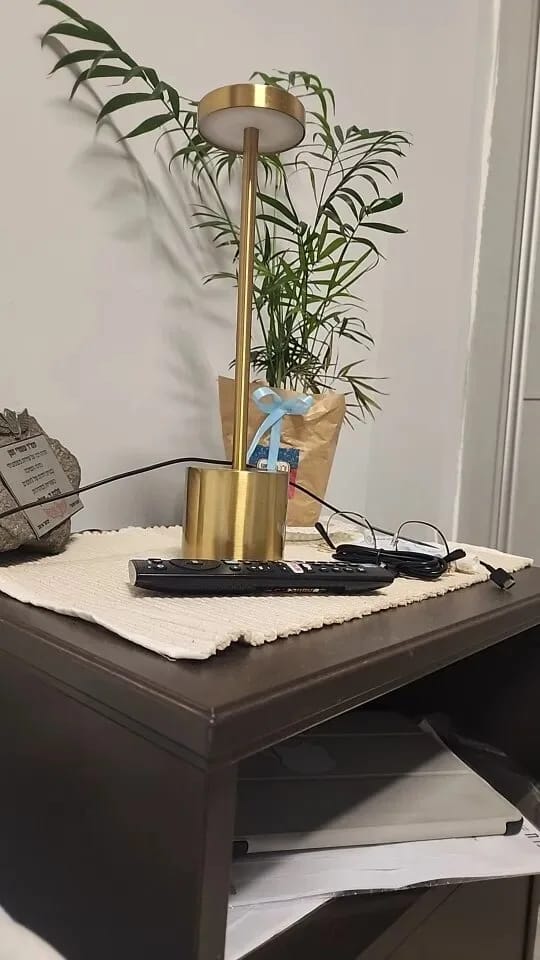 Customer photo review of Gold Table Lamp for Bedside, Cordless Rechargeable, 34 cm