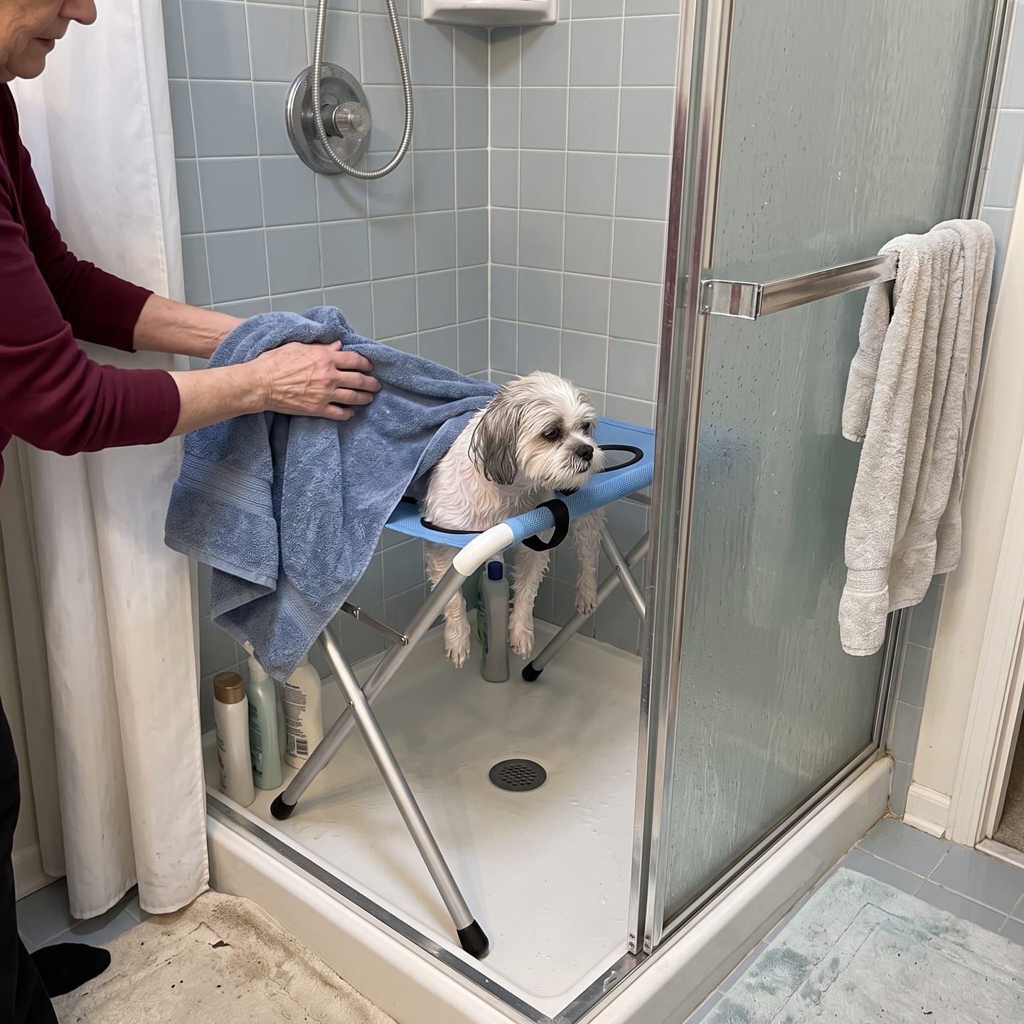 Customer photo review of Hamaca de baño para mascota
