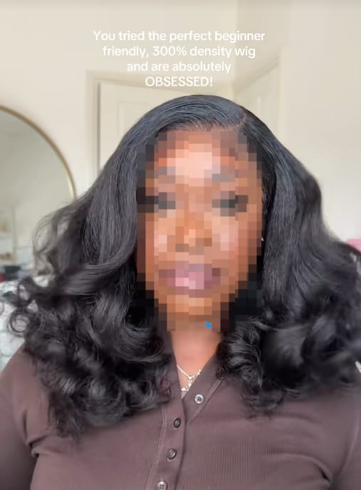 Customer photo review of Wavymy C-Part Wavy Wig Wear & Go 9x6 Glueless Lace Wig Virgin Braid Hair Kinky Straight Texture Loose Wave Wig 300% Density