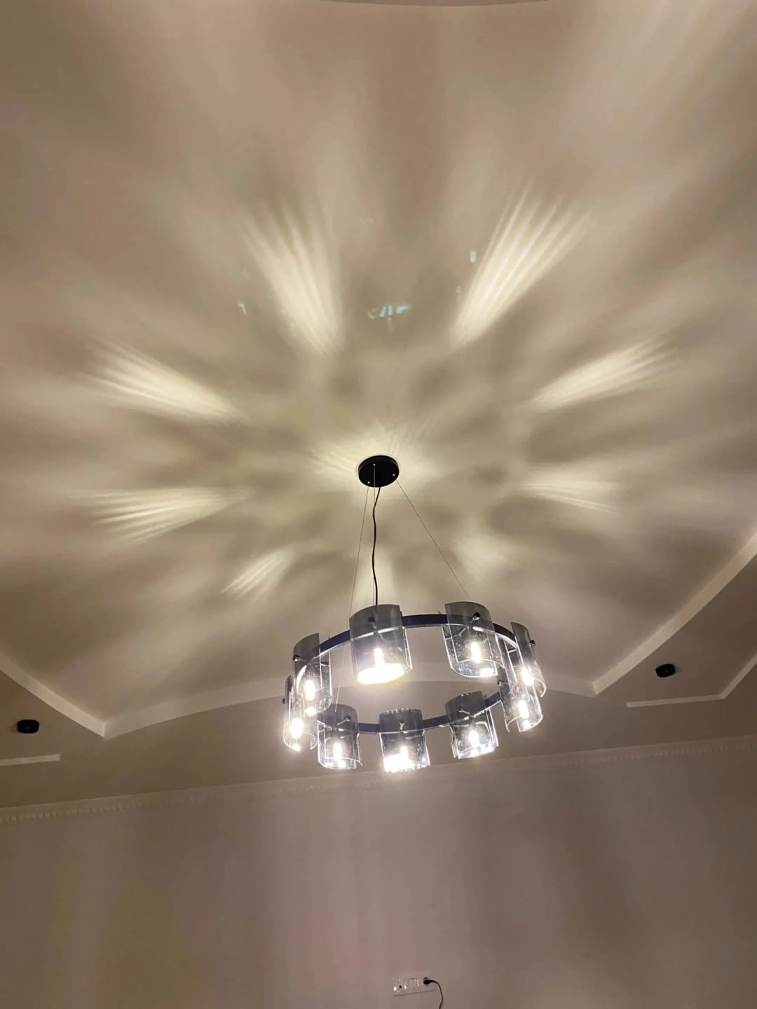 Customer photo review of Copper Chandelier for Dining Table, Amber Glass Ring, 5-15 Lights
