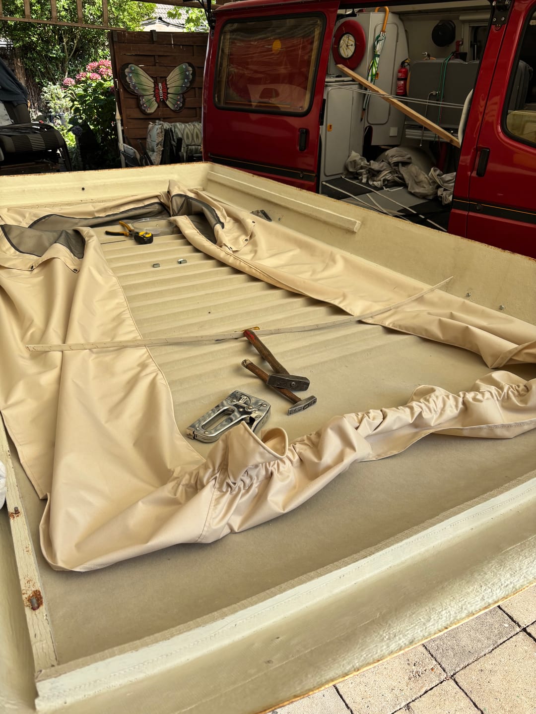 Customer photo review of Pop Top Roof Replacement Canvas Compatible with Ford Nugget 1st-Gen Pop-Top Roof (1985–1991/92)