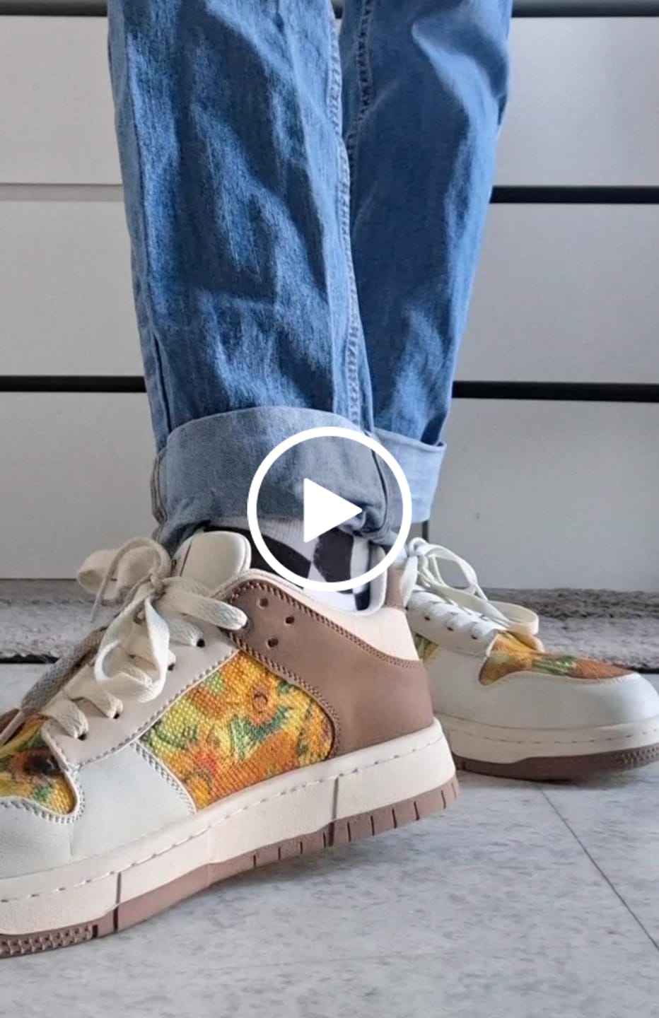 Customer video review of Van Gogh Sunflowers inspired sneakers