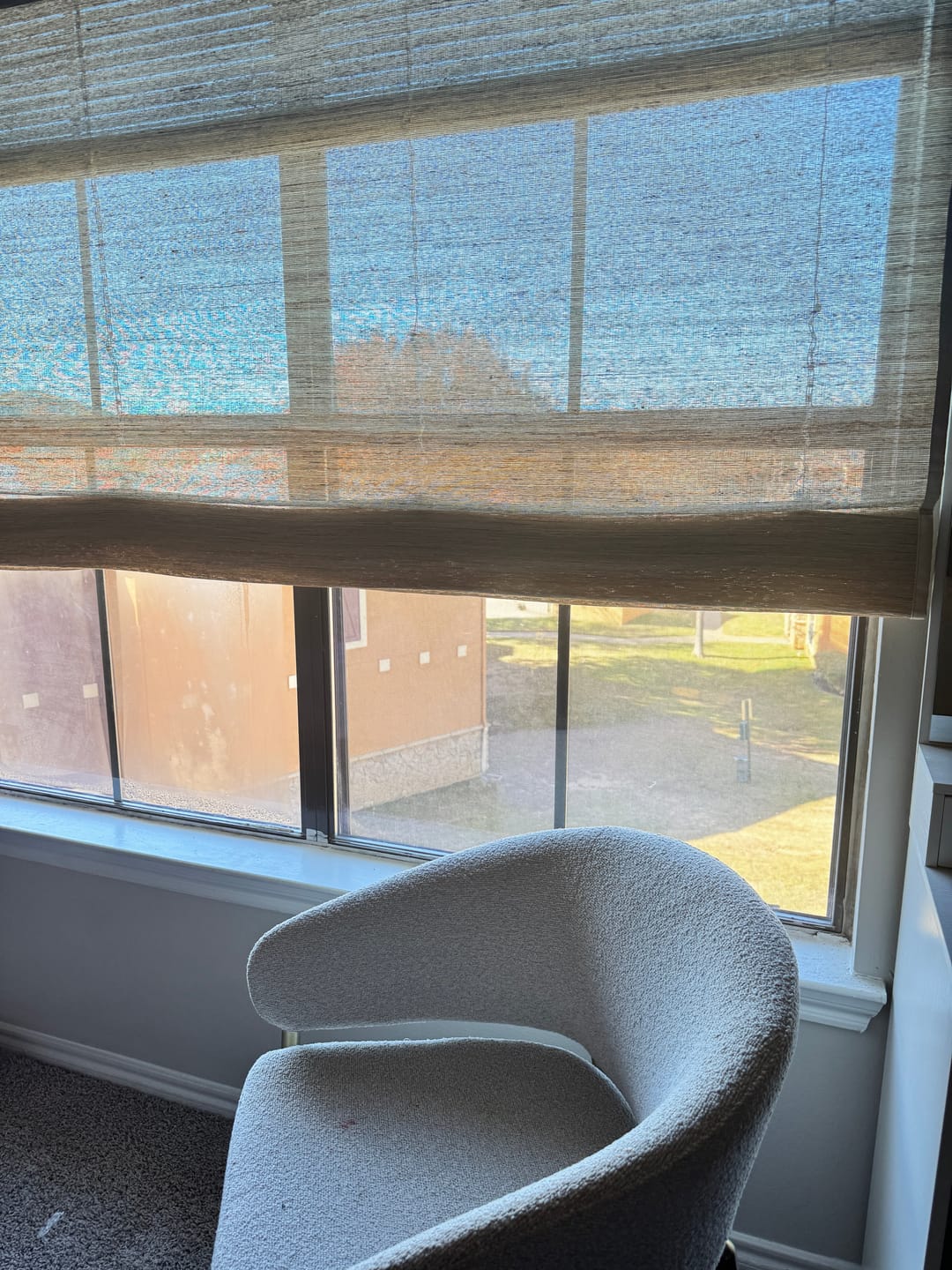 Customer photo review of Rattan Natural Bamboo Woven Wood Shades