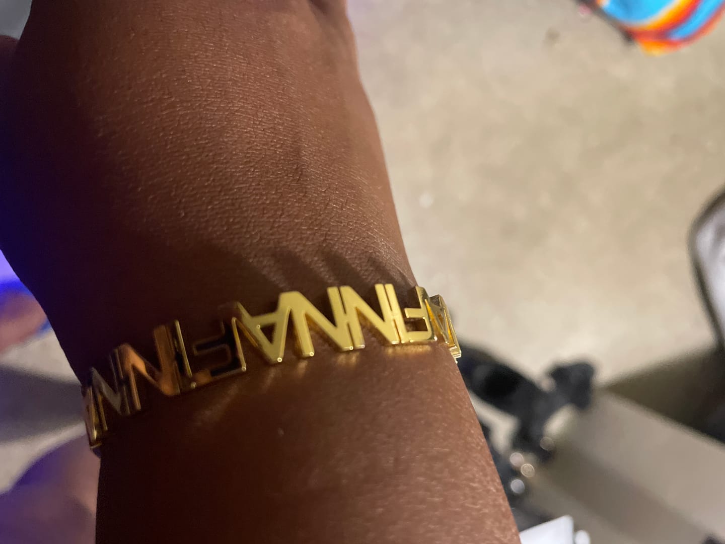 Customer photo review of Personalized Name Bangle
