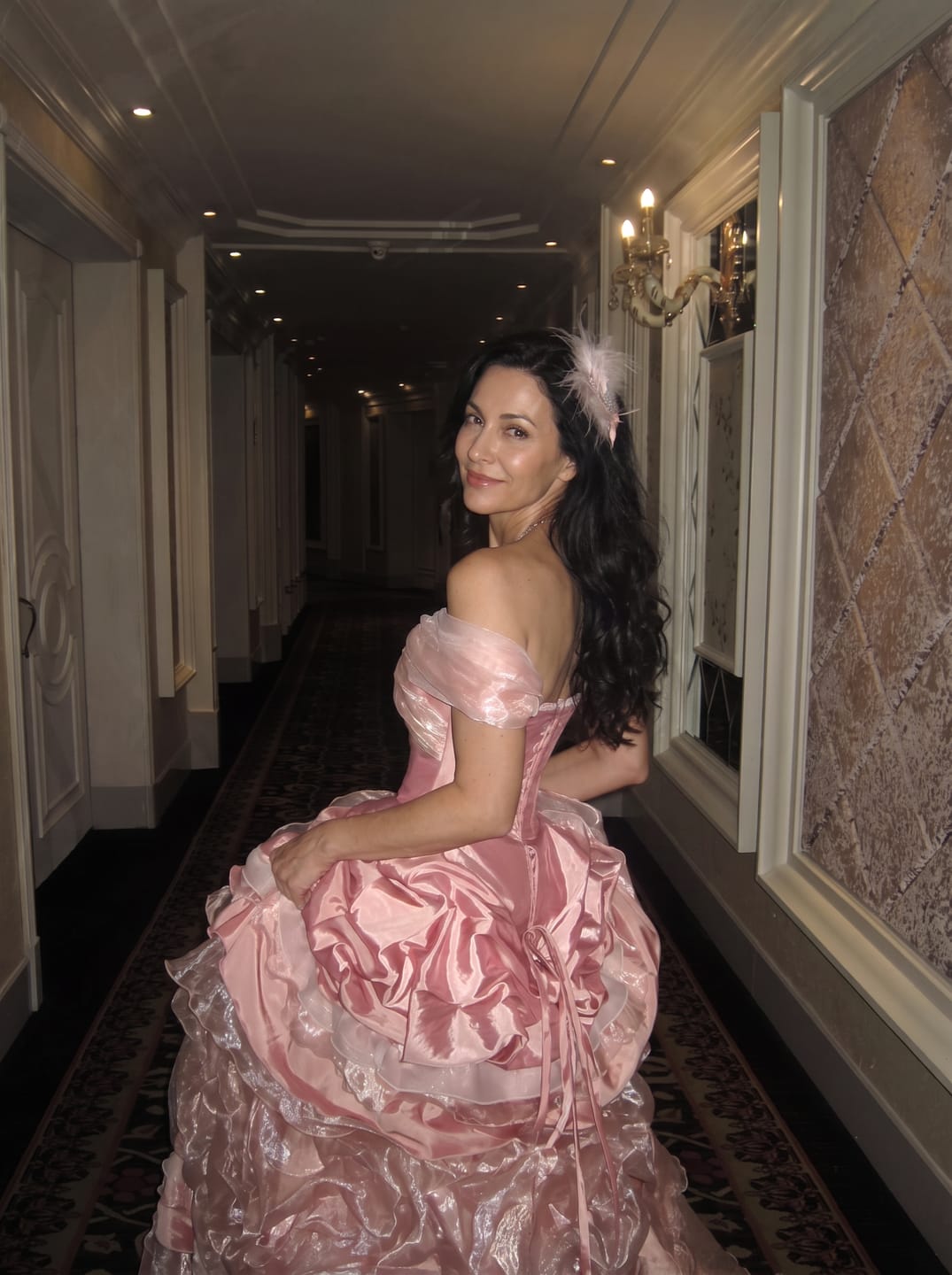 Customer photo review of Pink Layered Tulle Ruffle Dress with Embroidery – Strapless Evening Dress with Corset Back Plus Size