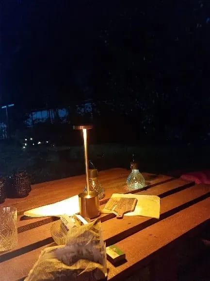 Customer photo review of Gold Table Lamp for Bedside, Cordless Rechargeable, 34 cm