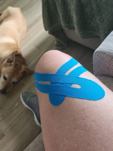 Customer photo review of APRIS™ Knee Support — Pre-Cut Kinesiology Tape