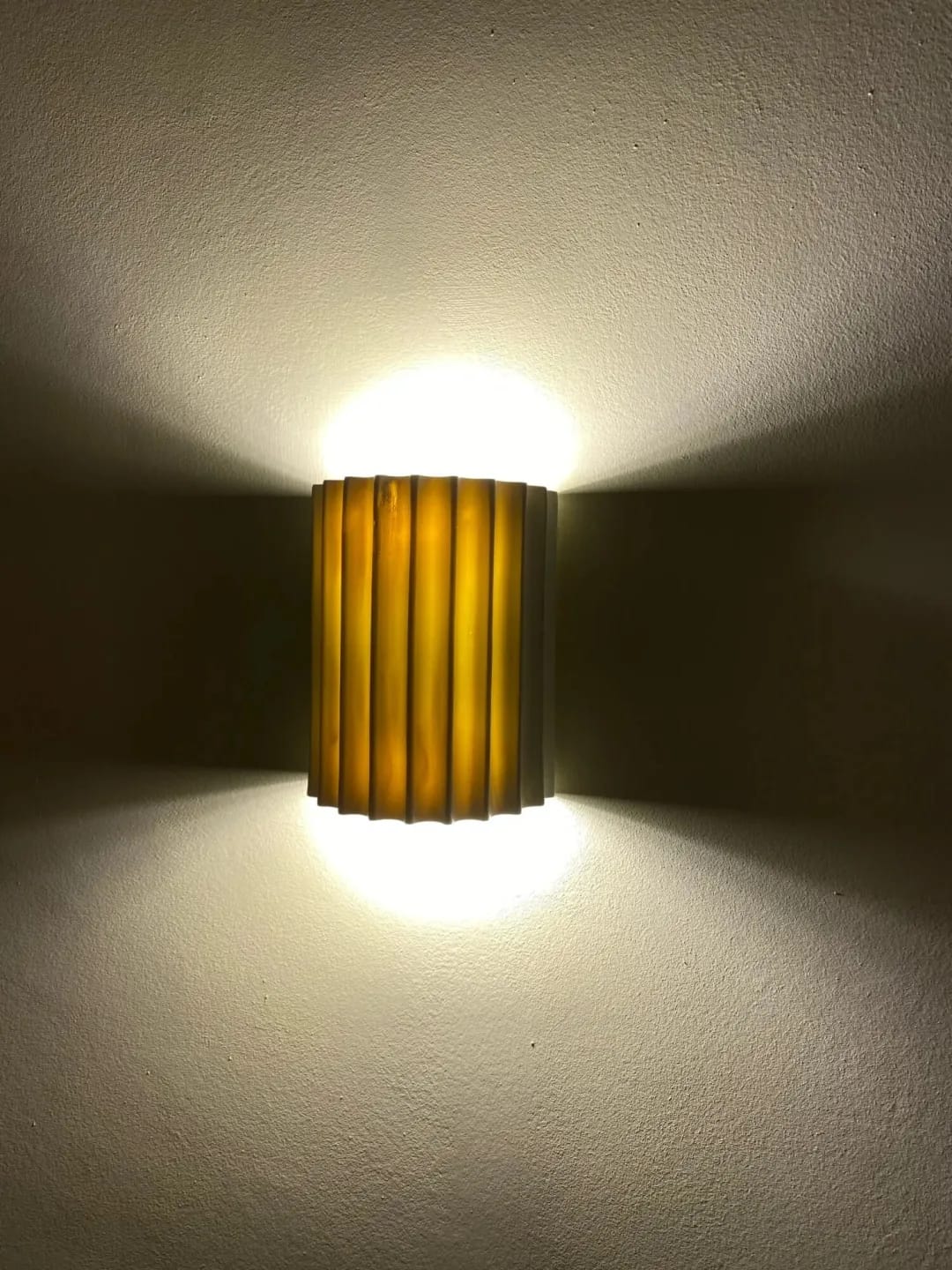 Customer photo review of Green Wall Light for Living Room, Fluted Textured Surface, 14 cm