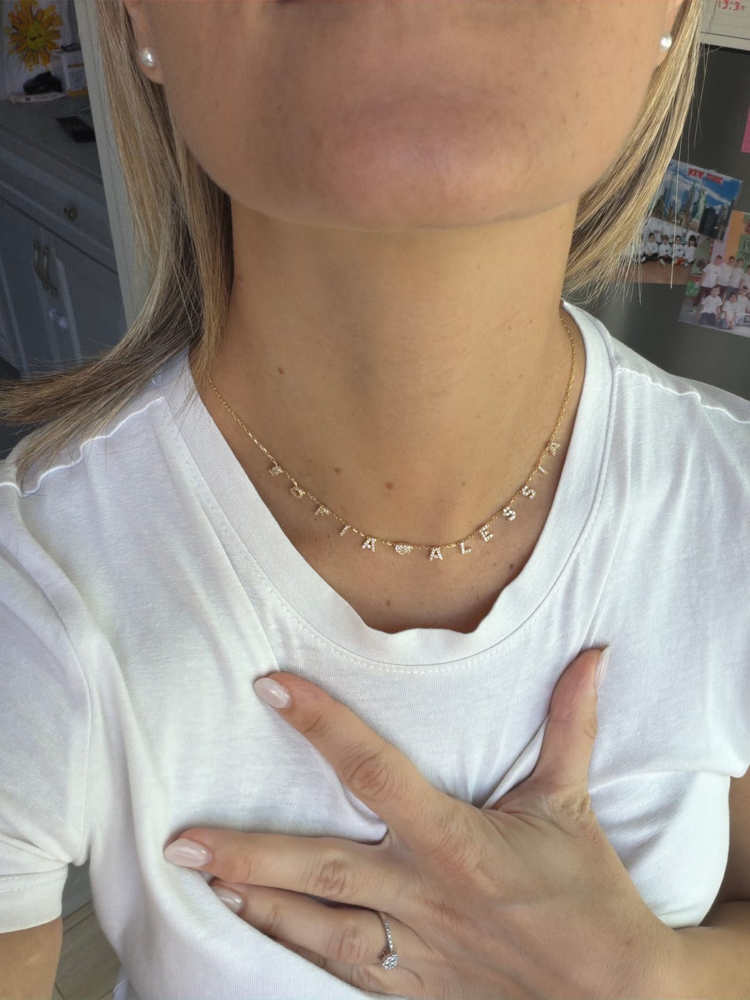 Customer photo review of Collana MINI LETTERS BRIGHT