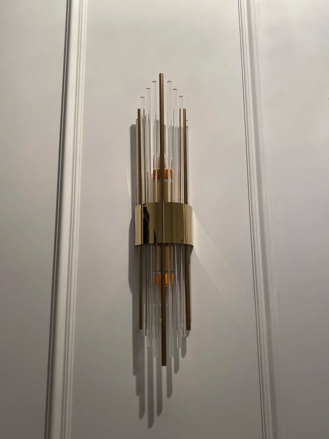 Customer photo review of Black Wall Light for Hallway, Slim Crystal Rods, 56 cm