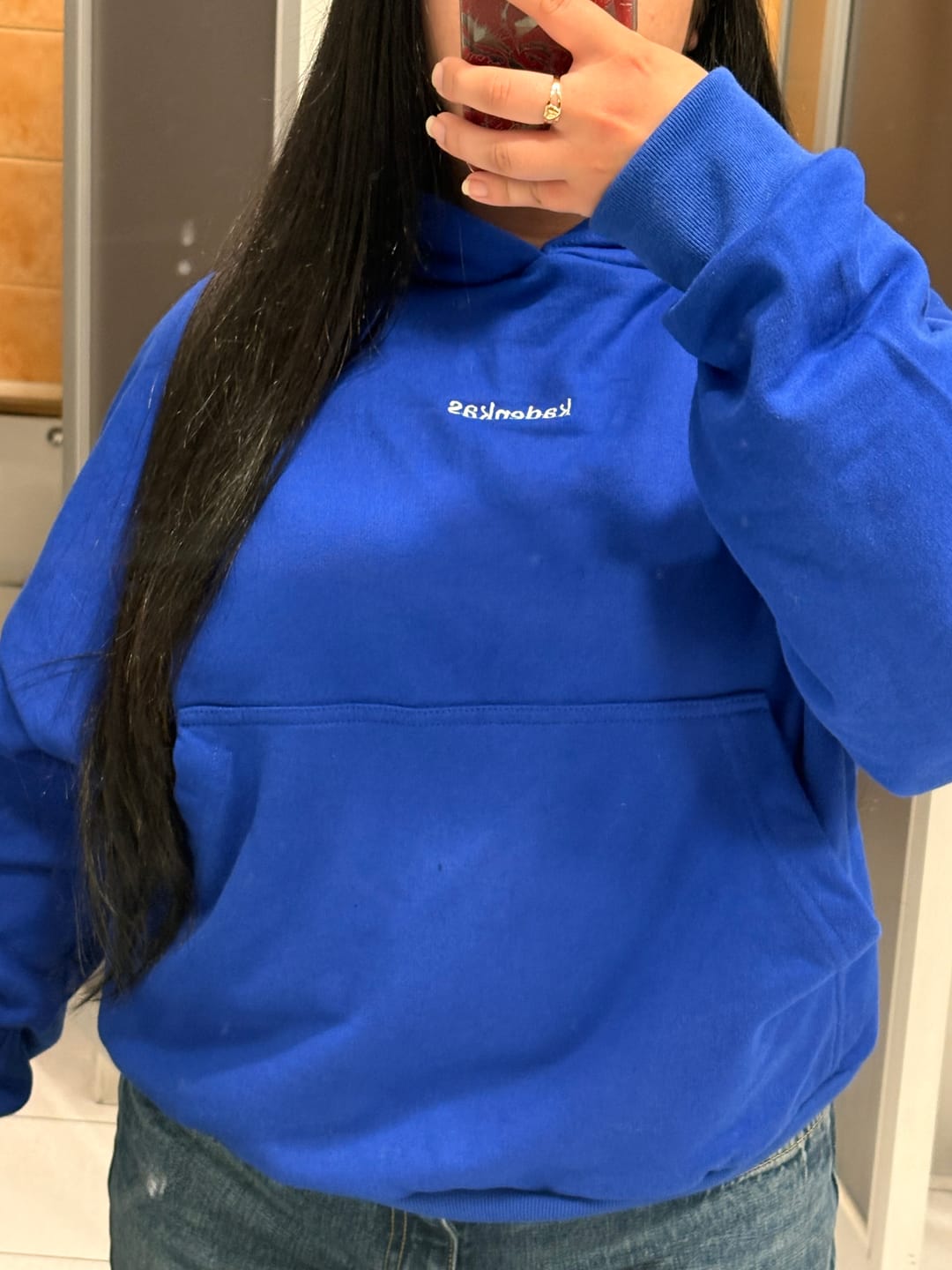 Customer photo review of (PRE-VENTA) POLERÓN HOODIE AZUL REY - OVERSIZE CON GORRO LOGO BORDADO