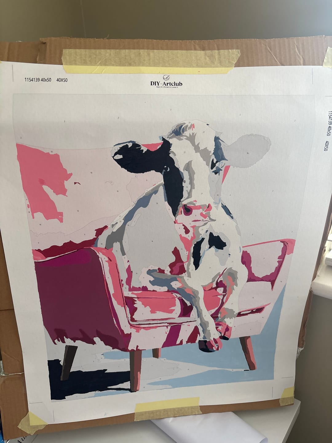 Customer photo review of Cow on Couch | Paint by Number