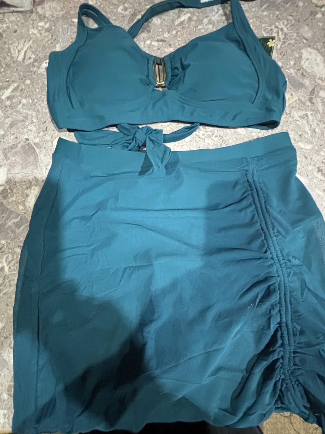 Customer photo review of Women High Waisted Push Up Bikini Sets Mesh Tummy Control Swim Skirt