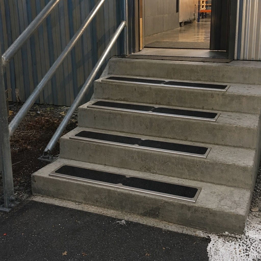 Customer photo review of Stainless Steel Anti-Slip Stair Treadplate with Black Carbide Insert