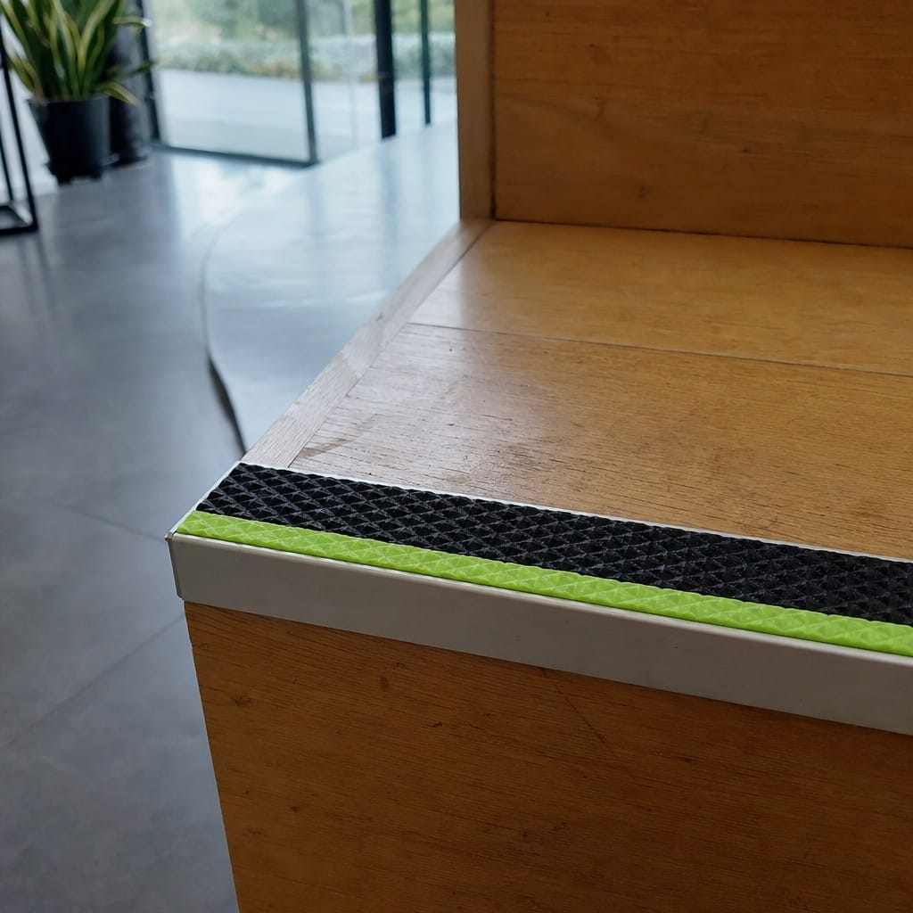 Customer photo review of Aluminium Surface Fixed Stair Nosing 10mm and 12.5mm Heavy Duty Anti-Slip Insert