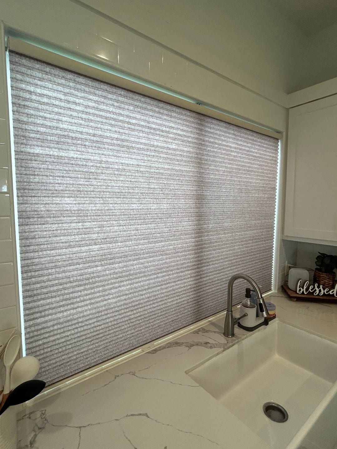 Customer photo review of Linen Premium Light Filtering Cellular Shades