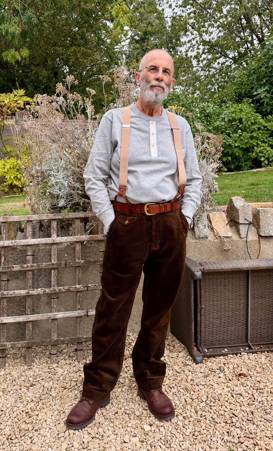 Customer photo review of 1920s 12 oz Corduroy Farmer Work Trousers