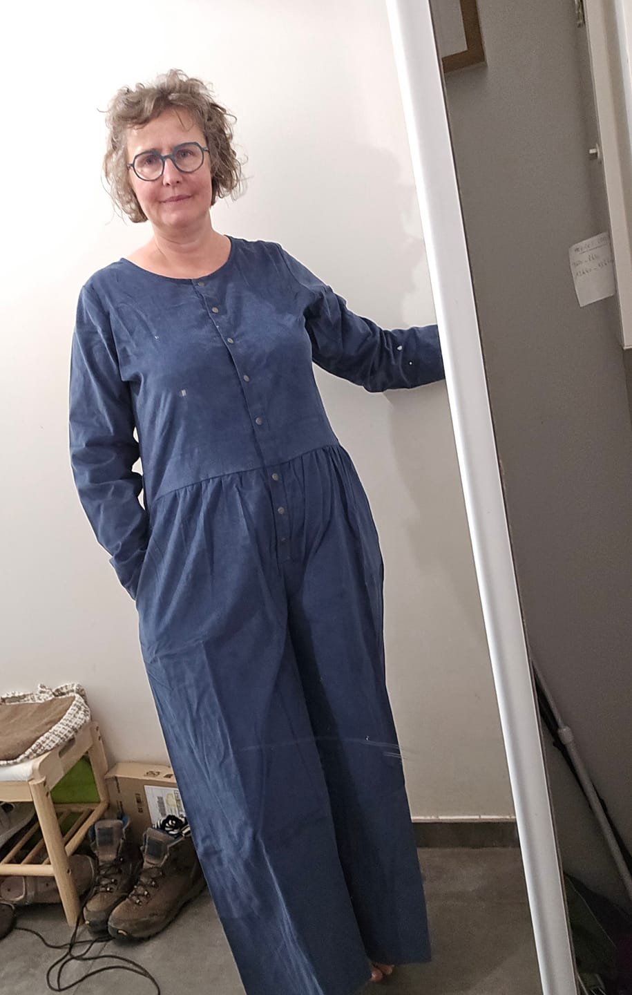 Customer photo review of Combinaison Perla - velours milleraies bleu doux