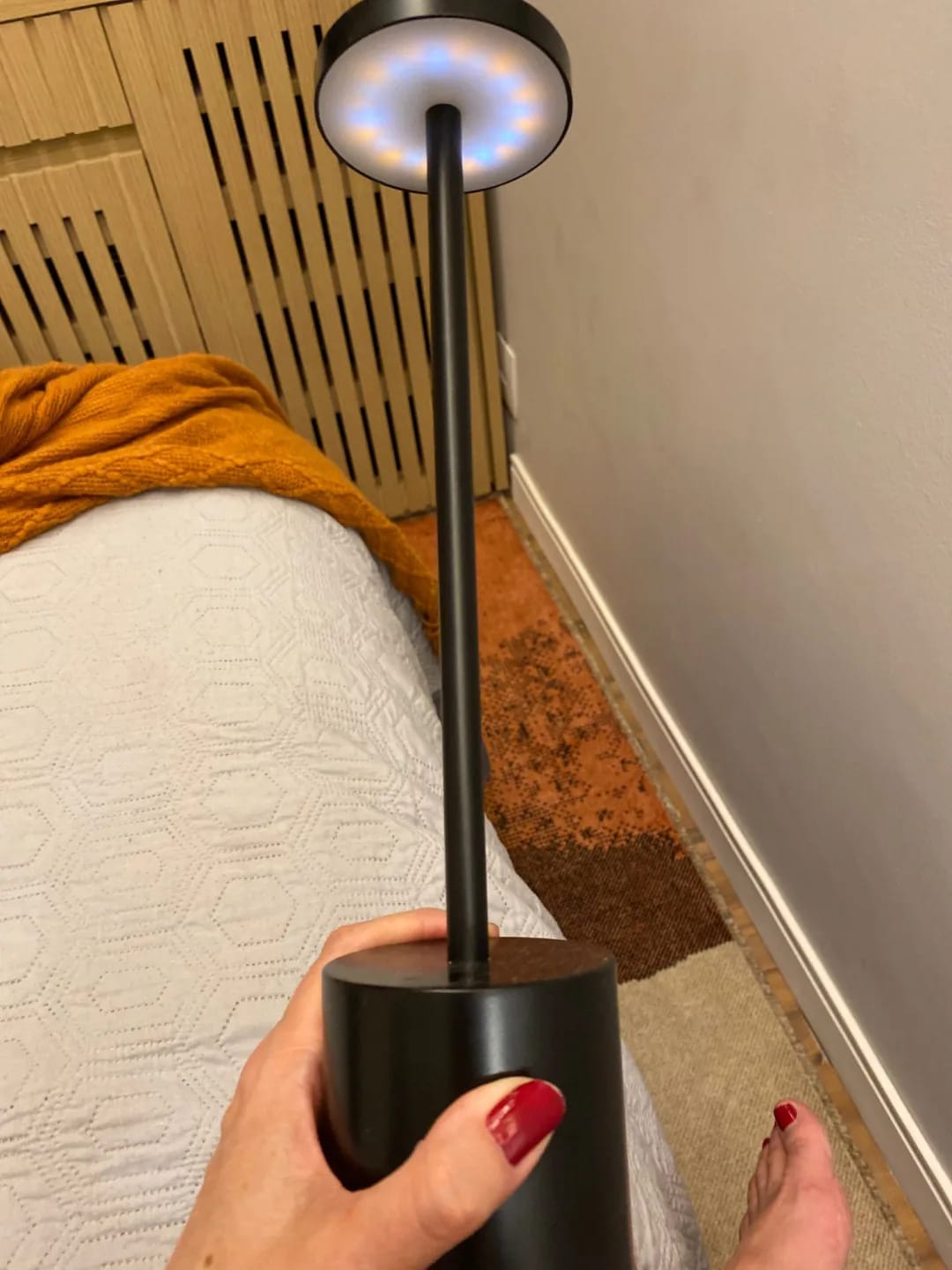 Customer photo review of Gold Table Lamp for Bedside, Cordless Rechargeable, 34 cm