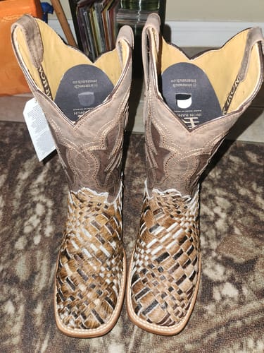 Customer photo review of Cowboy Boot Handwoven Cowhide